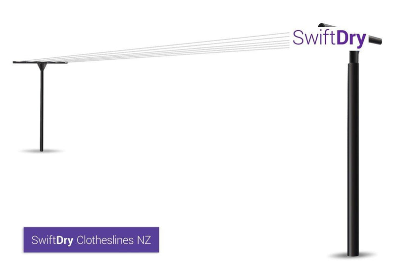 SwiftDry Coastline T Bar Clothesline (1200mm wide, 42m) - SwiftDry Clotheslines NZ