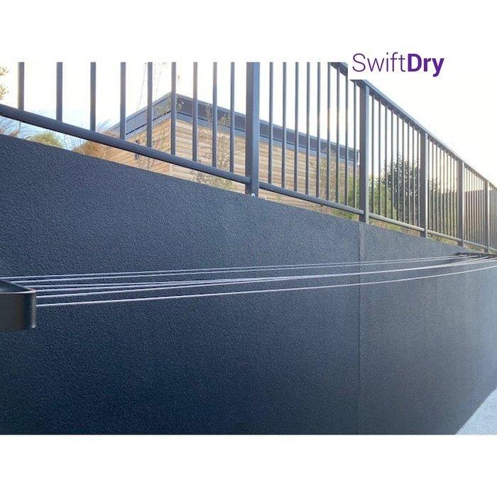 SwiftDry StreamLine Wall Mounted Clothesline - 6 Lines - Black - SwiftDry Clotheslines NZ